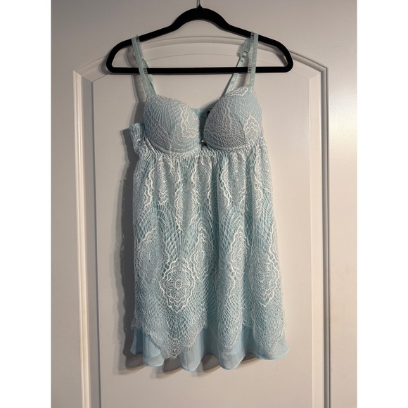 Cinema Etoile Other - Cinema Etoile Babydoll Medium Light Blue Lace Padded Lingerie Coquette Boudoir